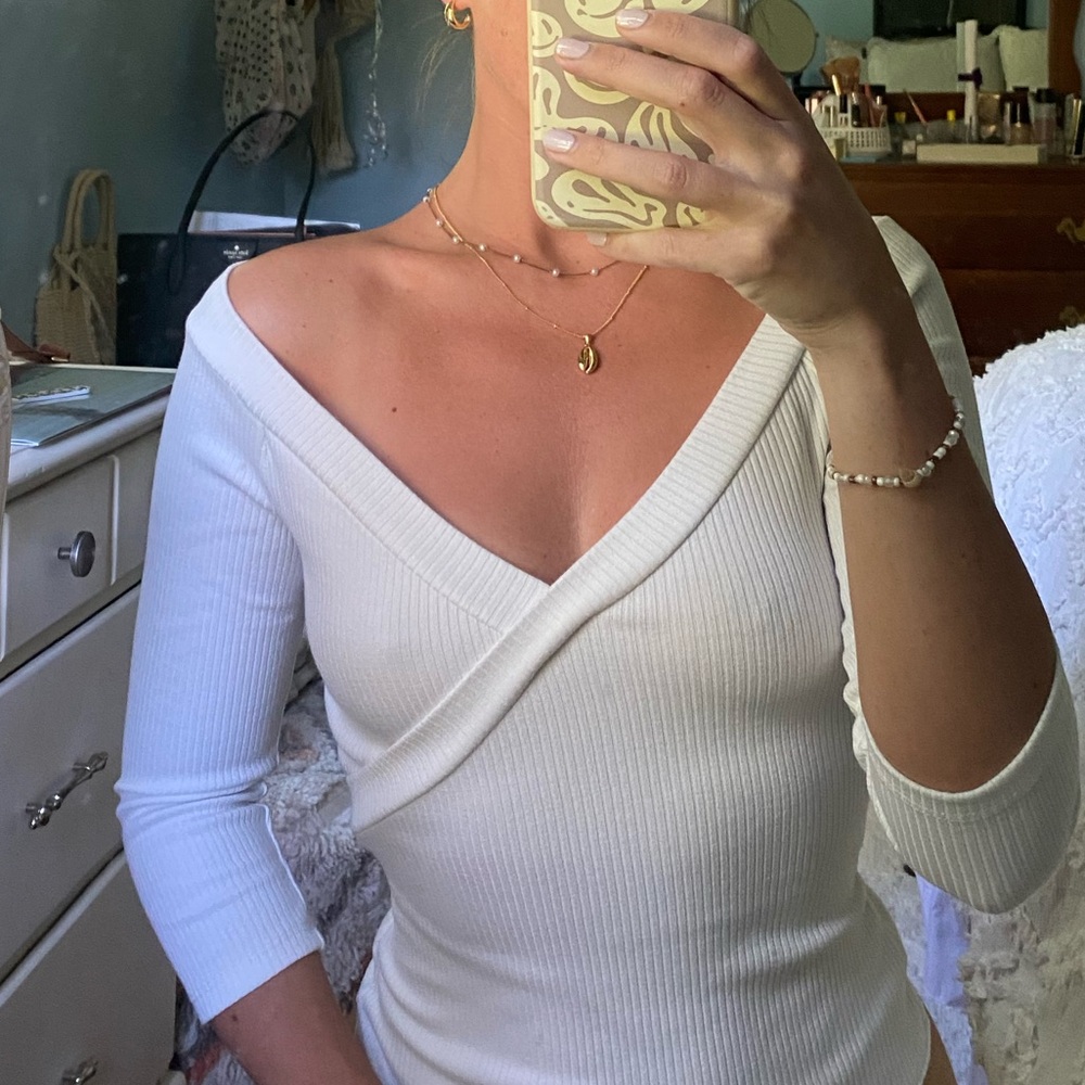 White Off the Shoulder Bodysuit